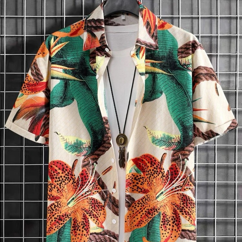 Casual Men’s Trpoical Print Shirt